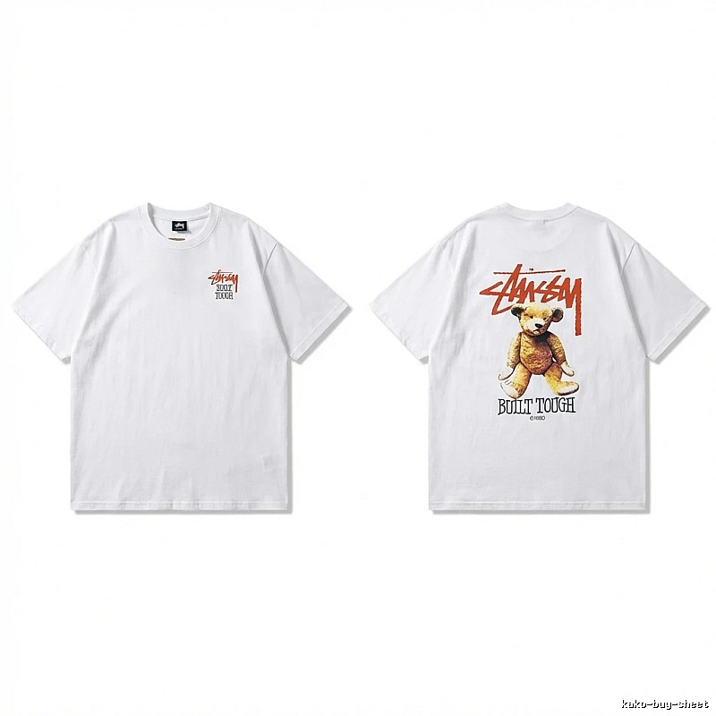 Stussy bear print white T-shirt