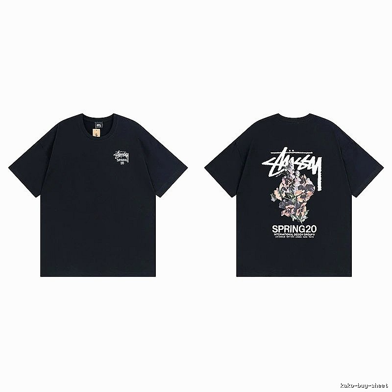 Stussy Black Spider Graphic T-Shirt Warm Weather Logo