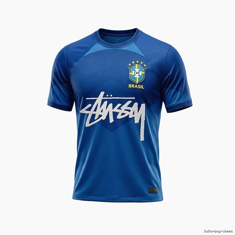 Stussy Brazil Co-branded Blue T-shirt