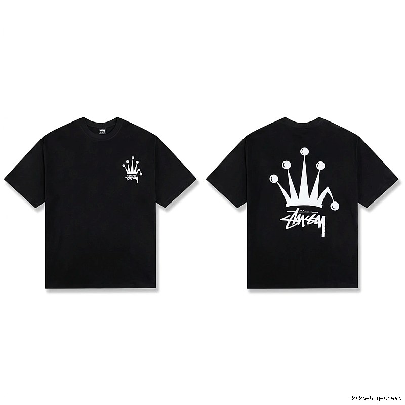 Stussy Crown Trendy and Cool Style Black T-shirt