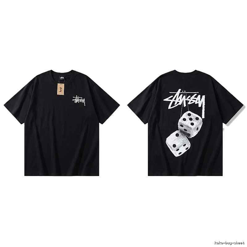 Stussy Dice Trendy and Cool Style Black T-shirt