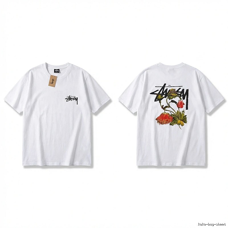 Stussy Floral Print White T-Shirt