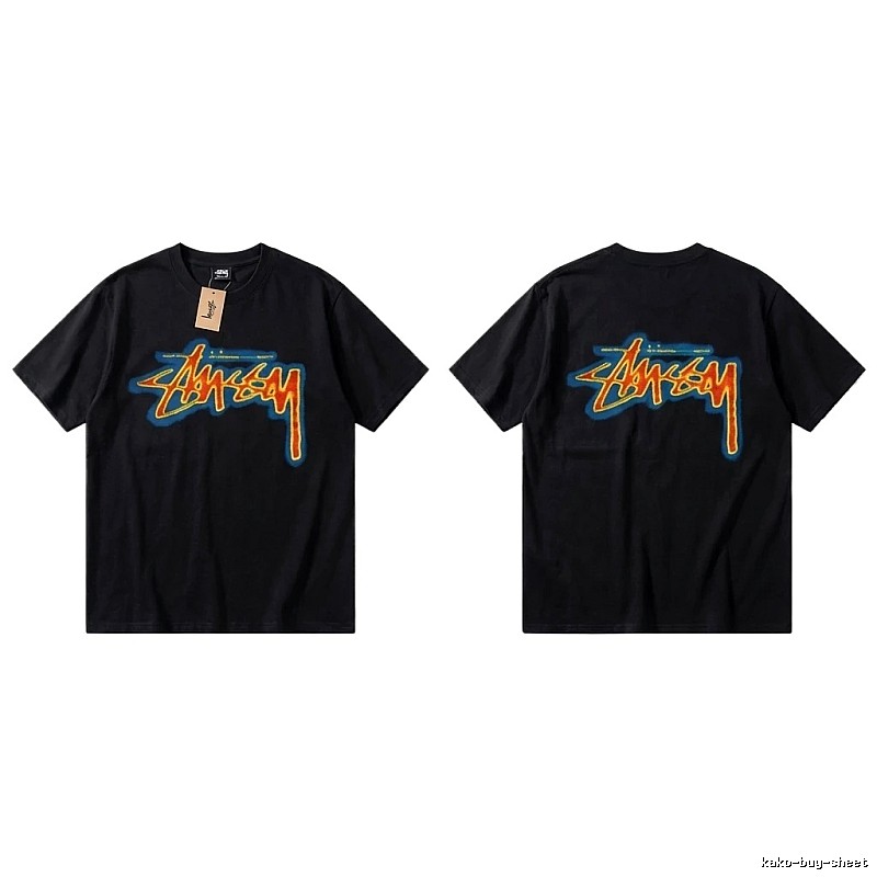 Stussy graffiti-style black T-shirt