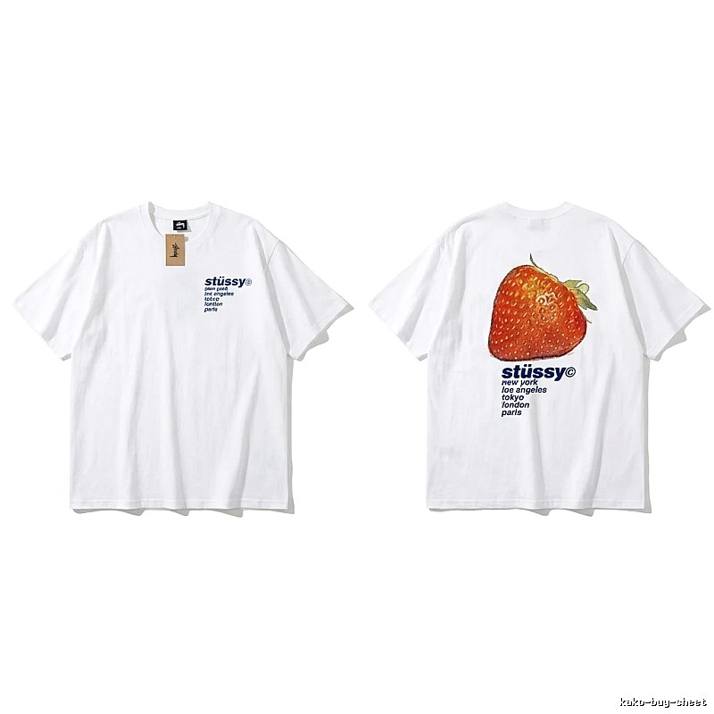 Stussy Strawberry Print White T-shirt