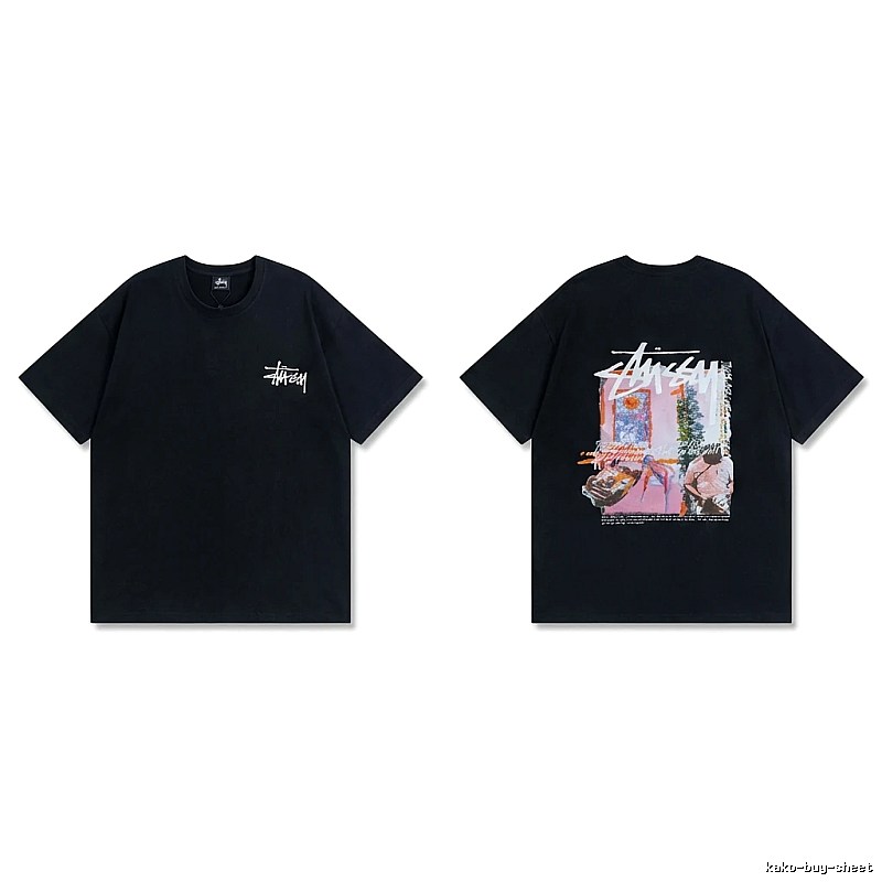 Stussy trendy style black T-shirt