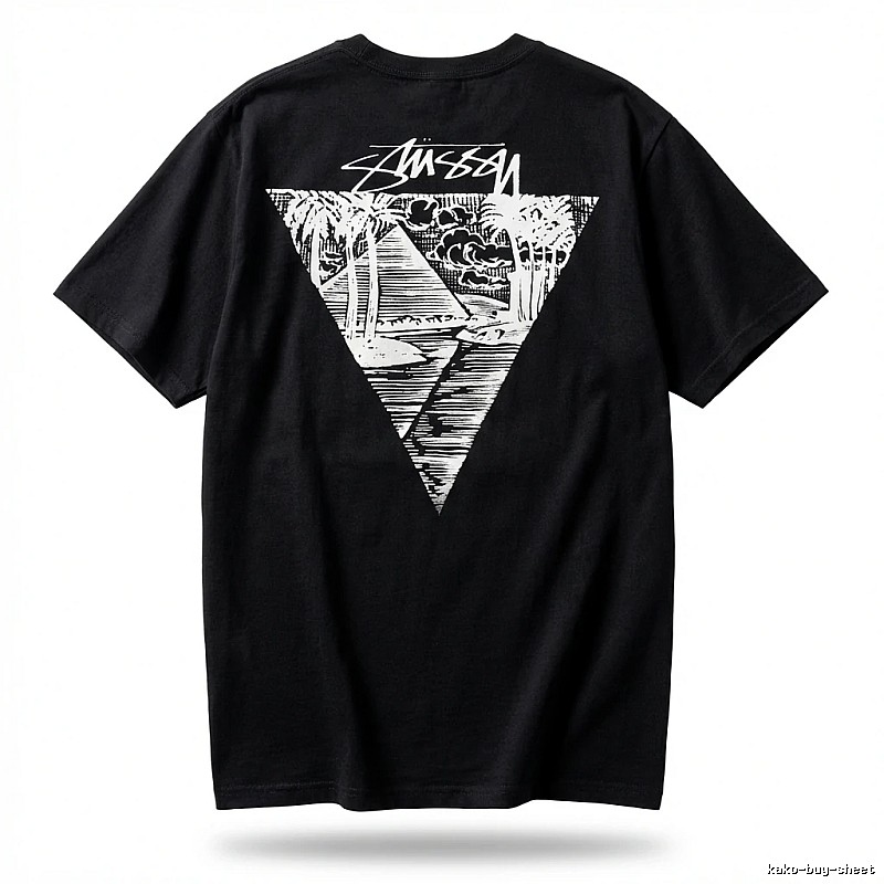 Stussy triangle print style black T-shirt
