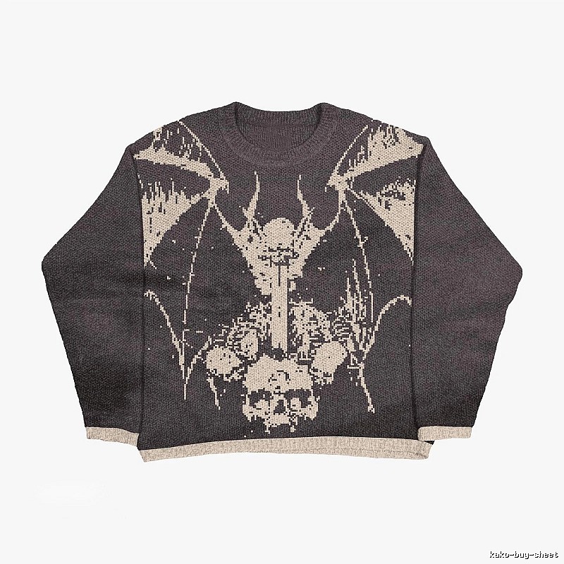 Summer Anime graphic sweater Black Knit Top with Bold Graphic