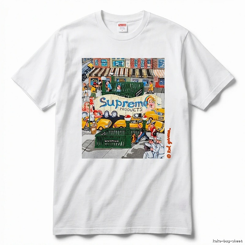 Supreme street style white T-shirt