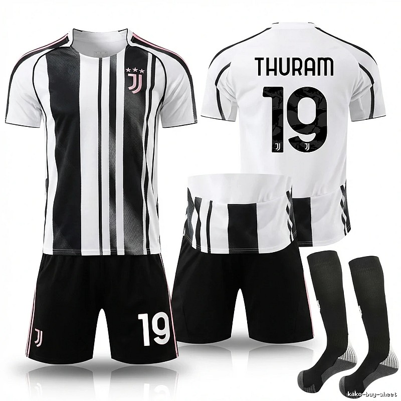 The black and white striped football jersey of Juventus.