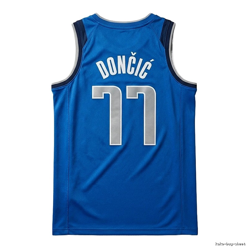 The blue basketball uniform of Luka Doncic of the Mavericks.