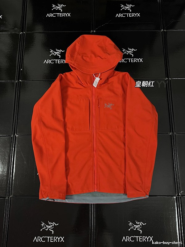 The imperial red of the Arc'teryx Alpha SV jacket