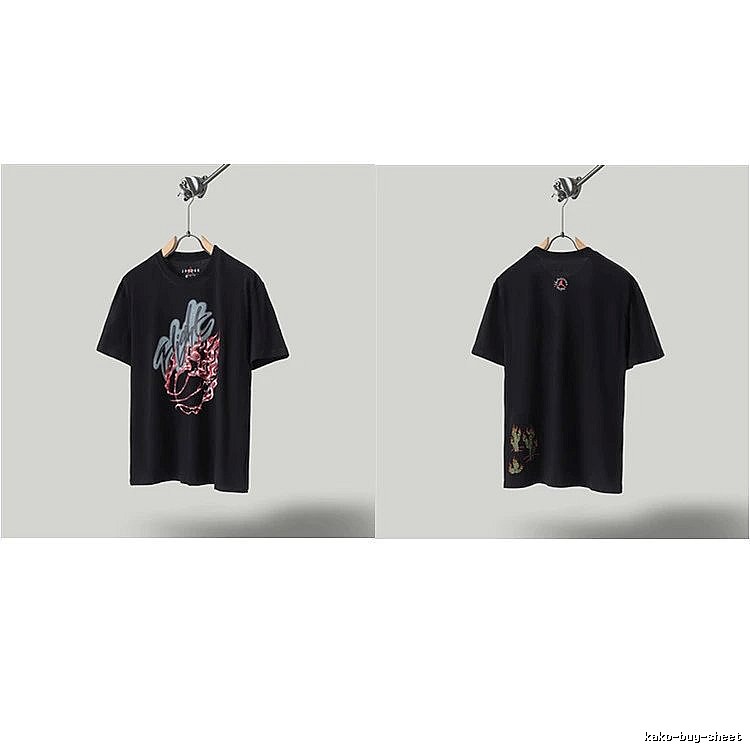 Travis Scott x Air Jordan Graffiti-style Black Short-sleeve T-shirt