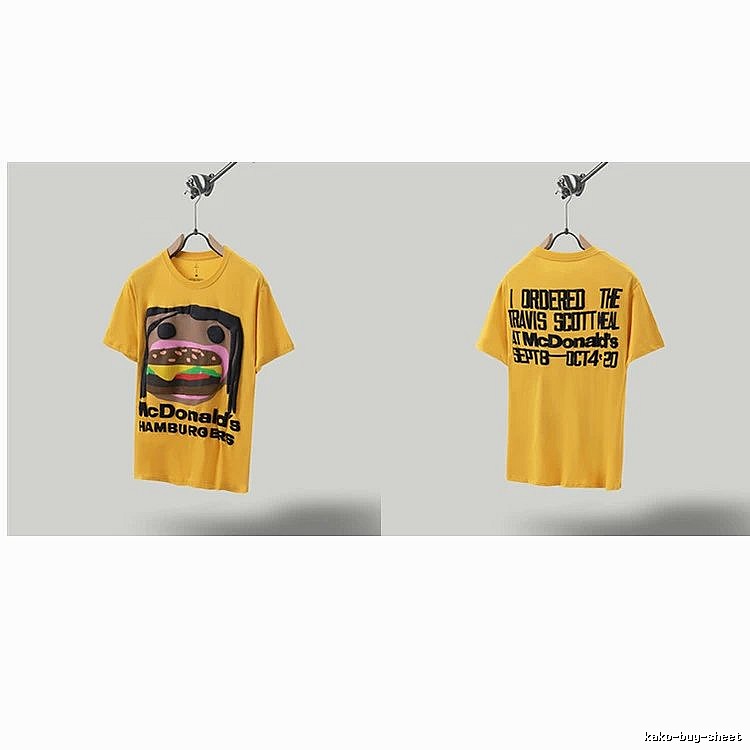 Travis Scott x McDonald's Co-branded Street Style Yellow T-Shirt
