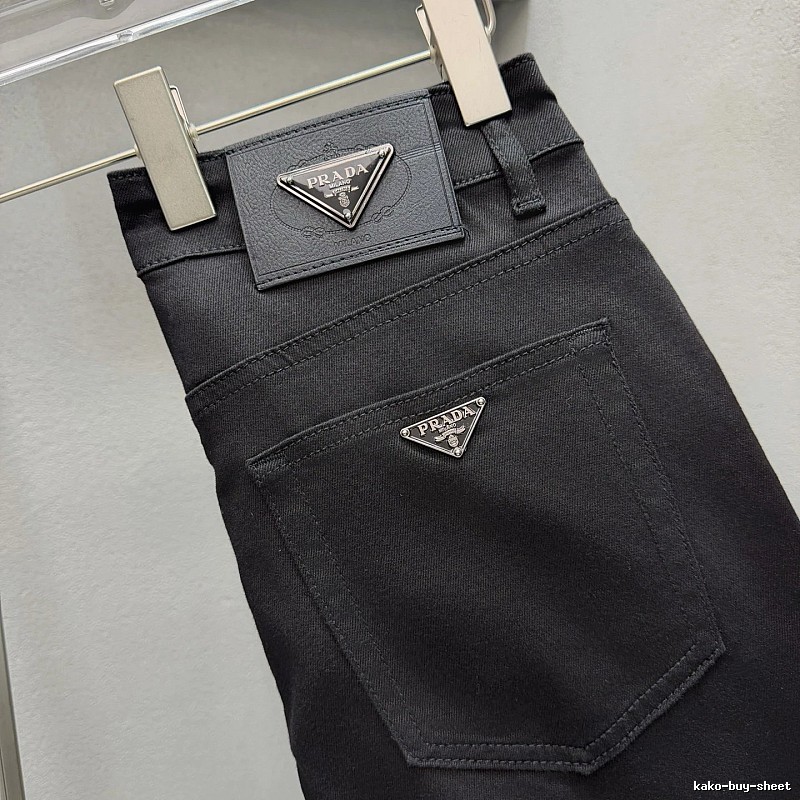 Triangle Hardware And A Structured Dark Denim Finish Prada Logo Jeans in Black