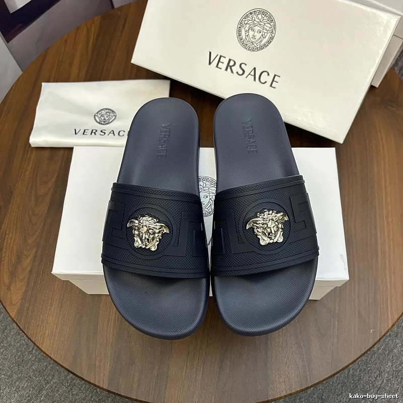 Versace Medusa Luxury Style Black Slide Sandals