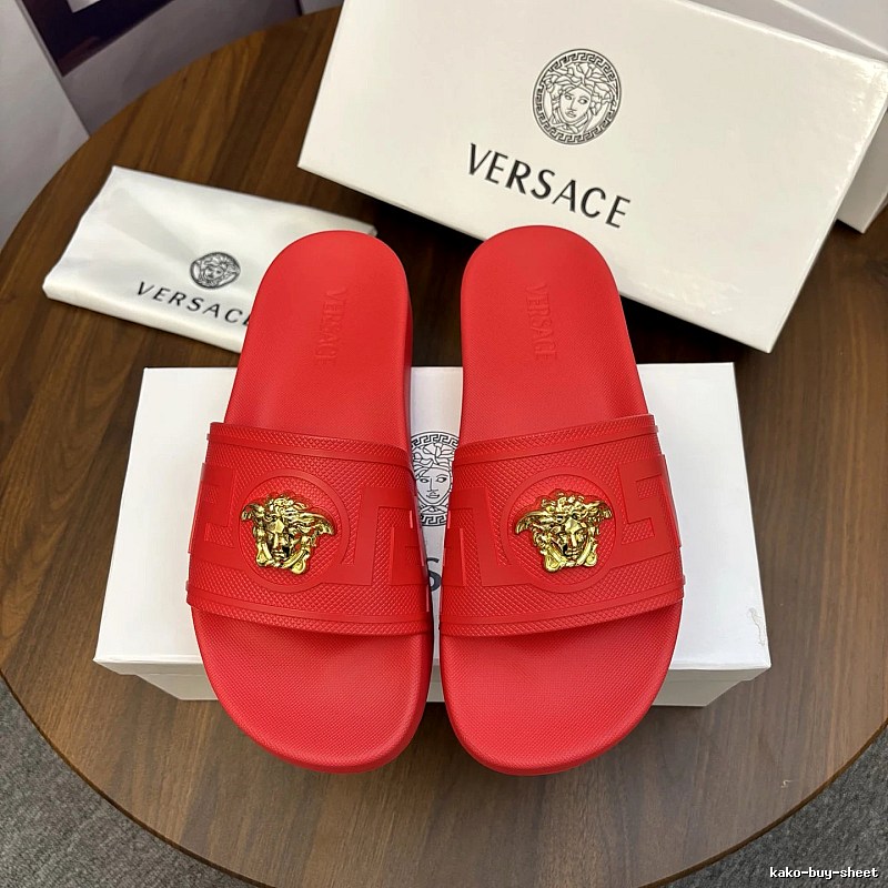 Versace Medusa Luxury-style Red Slide Sandals