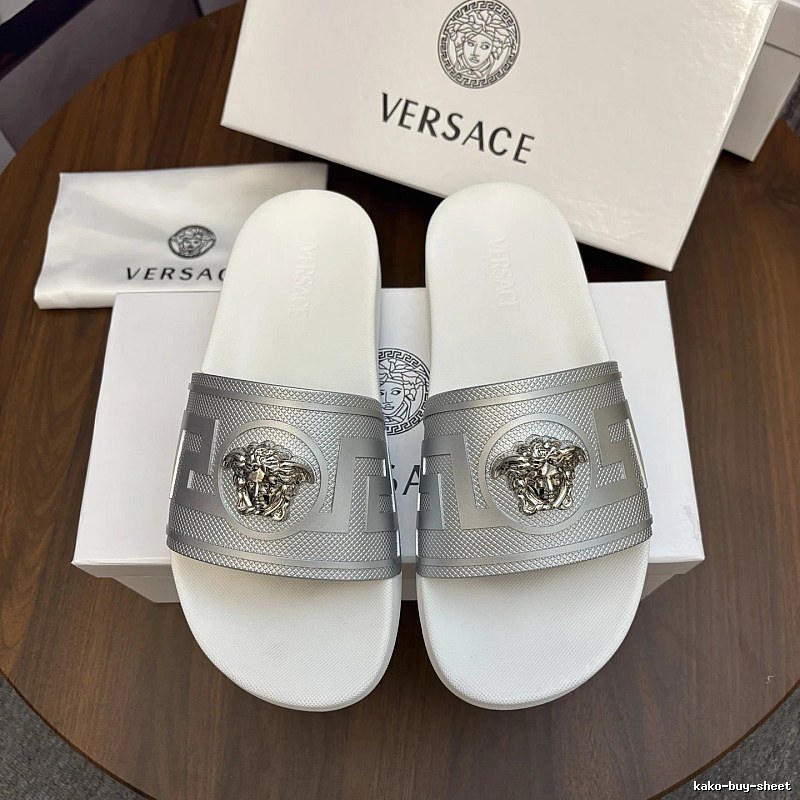 Versace Medusa Luxury Style Silver-white Slide Sandals