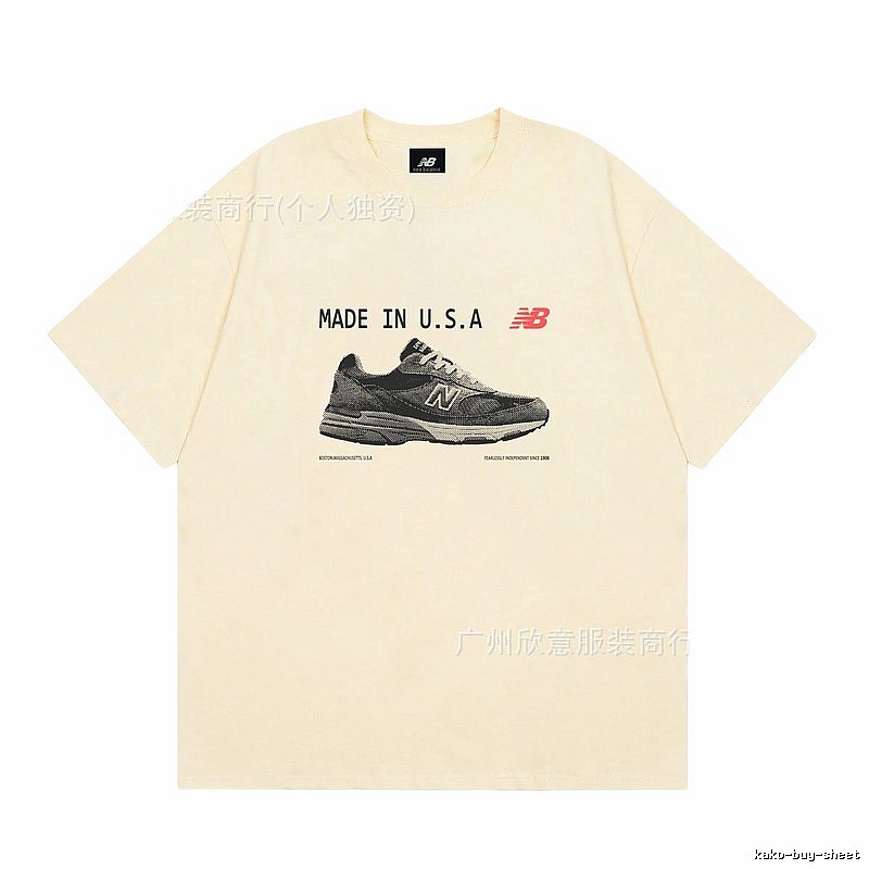 Vintage-style Beige T-Shirt with New Balance Sneaker Print