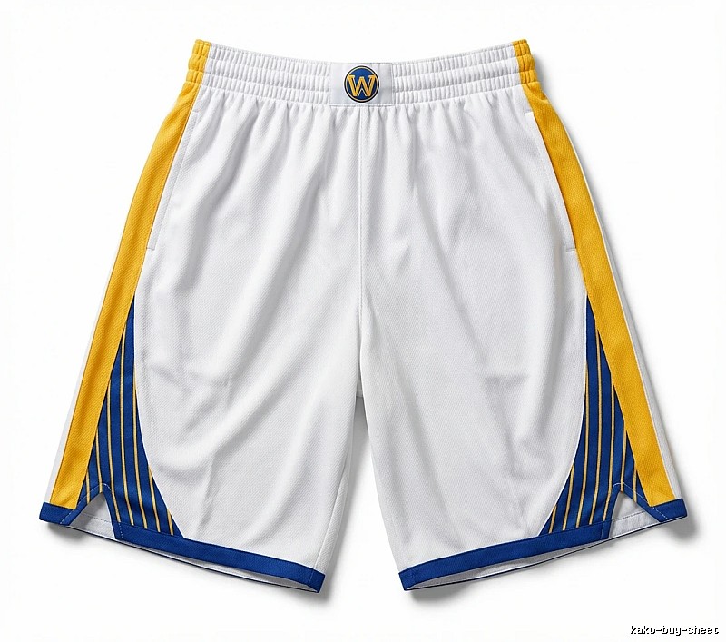 Warriors' Curry's white, yellow and blue shorts
