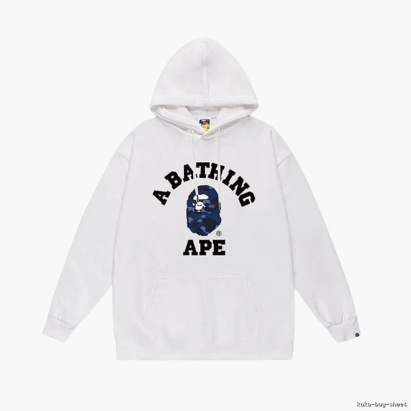 White hoodie with Bape Ape Head print